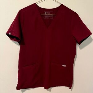 Figs Casma Three-Pocket Scrub Top Burgundy